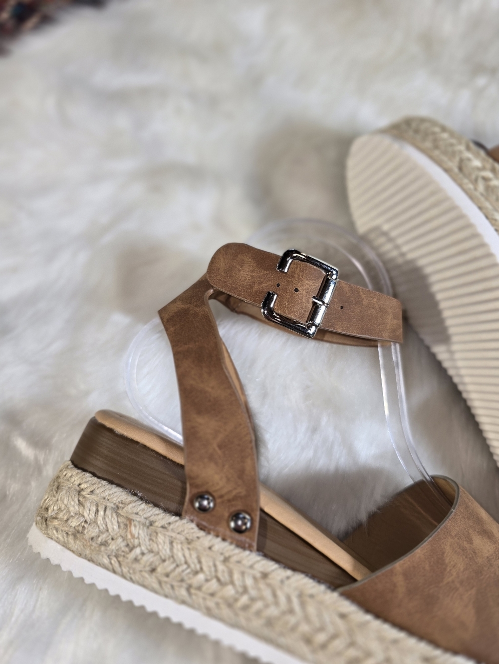 Soda Topic Womens Tan Platform Espadrille Sandals with Ankle Strap - Picture 7 of 12